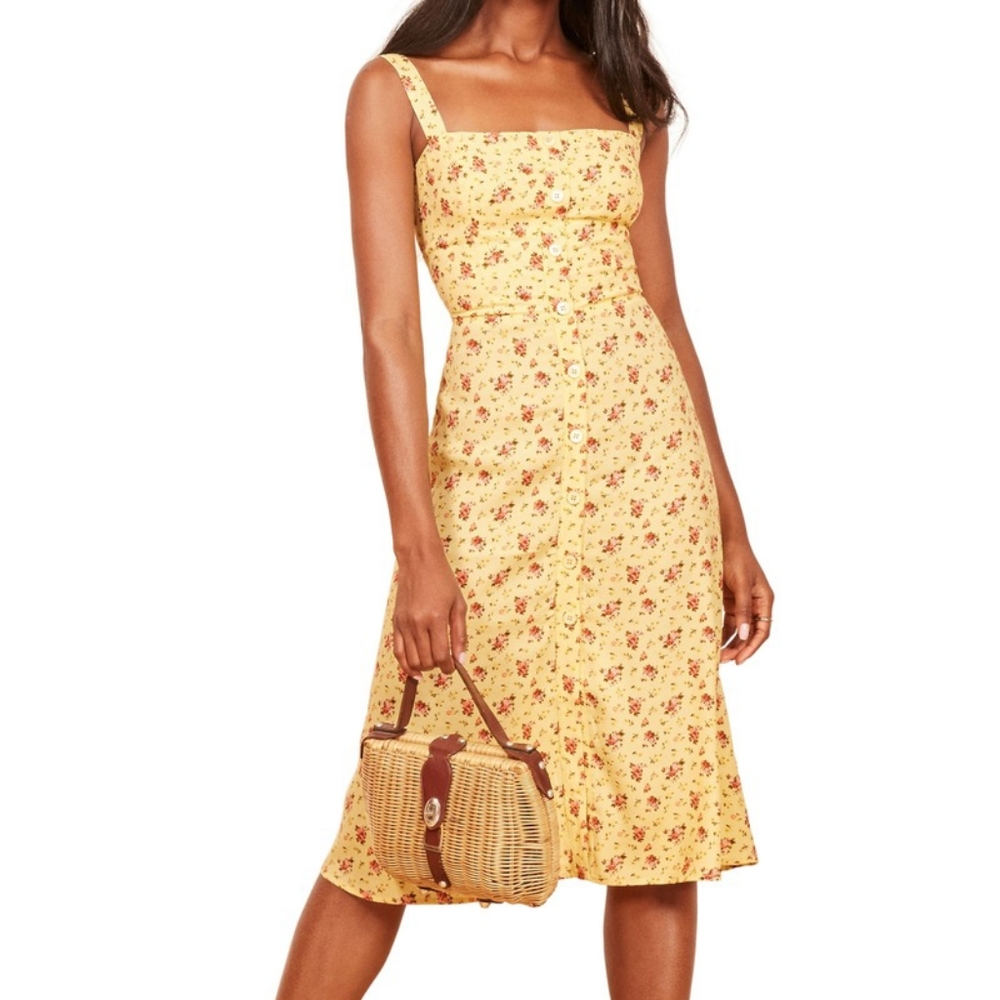 Yellow floral persimmon dress